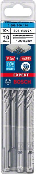 BOSCH EXPERT SDS plus-7X Hammerbohrer, 10 x 100 x 165 mm, 10-tlg.. Für Bohrhämmer