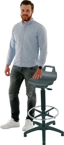 LOTZ Stehhilfe PU-Integralschaum Sitz-H.610-860mm Ku.-Fußkreuz Fußr./Bodengl.LOTZ