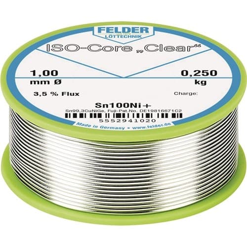 FELDER Lötdraht ISO-Core® Clear 1mm 250g Sn100Ni+ FELDER