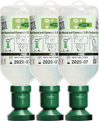 PLUM Augenspülflasche 0,5l 3 J.(ungeöffnete Flasche) DIN EN15154-4 PLUM