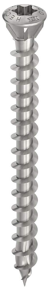 HECO TOPIX-plus A2 3,5 x 60, Dielenschraube, Linsensenkkopf mit Fräsrippen, T-Drive, Variables Vollgewinde, blank, gleitbeschichtet