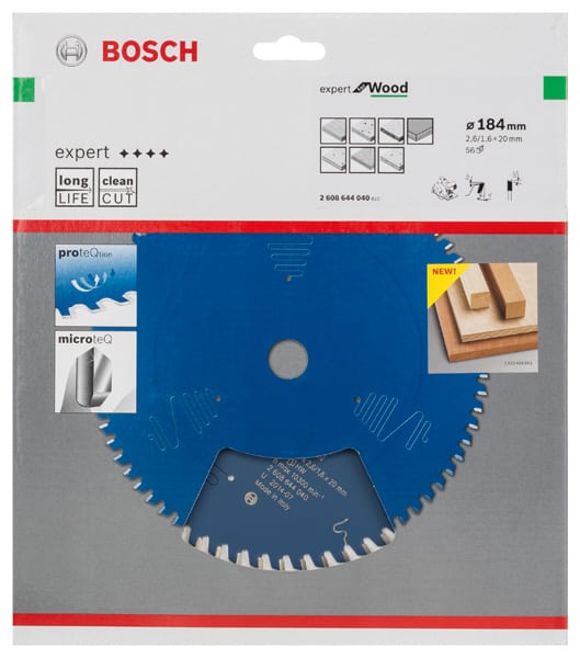 BOSCH Kreissägeblatt Expert for Wood, 184 x 20 x 2,6 mm, 56