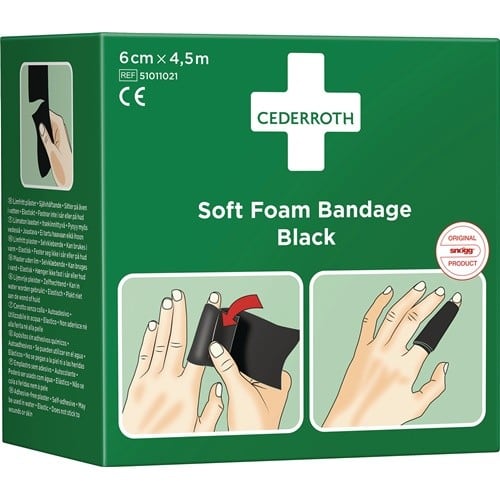 CEDERROTH Soft Foam Bandage selbsthaftend elastisch,schwarz Rl.6cmx4,5m CEDERROTH