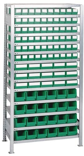 Steckregal H2000xB1000xT400mm Grundregal 16 Stahl-Bd.90x3,30x4 grün TECWERK