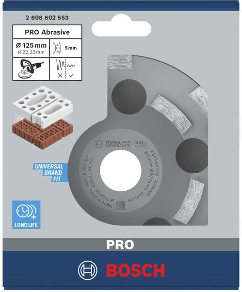 BOSCH Diamanttopfscheibe Expert for Abrasive, 50 g/mm, 125 x 22,23 x 4,5 mm