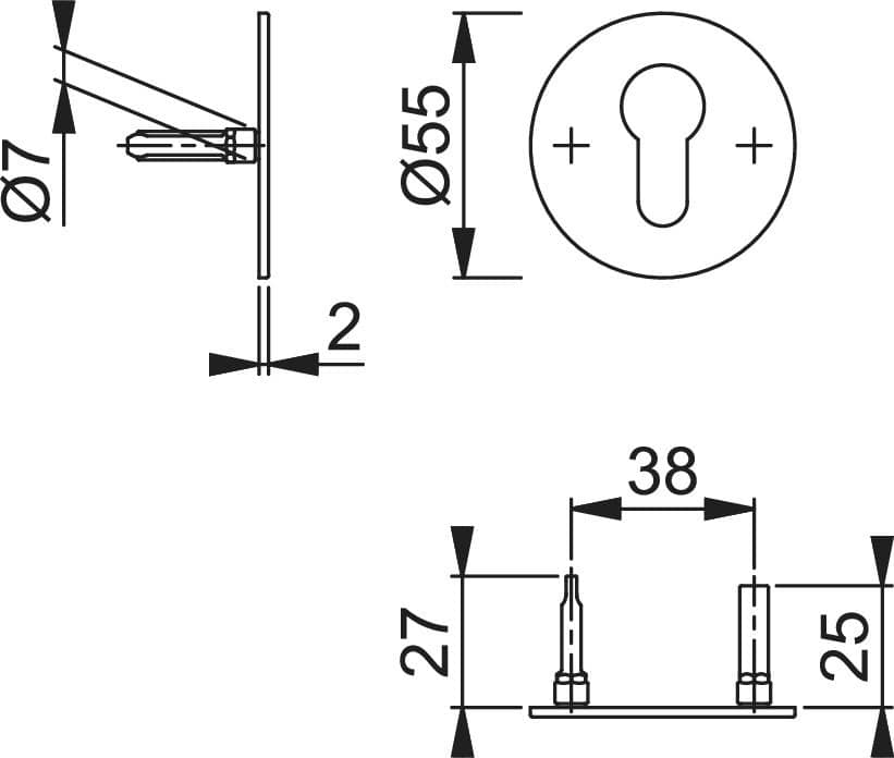 HOPPE® Schlüsselrosettenpaar E849NS, Edelstahl, 11736665