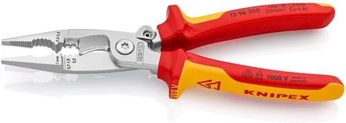 KNIPEX Elektroinstallationszange L.200mm VDE verchr.Mehrkomp.-Hüllen m.Öffnungsf.KNIPEX