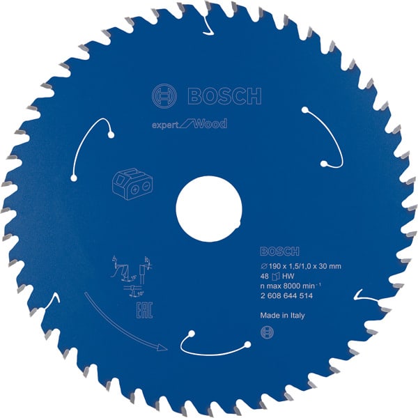 BOSCH Akku-Kreissägeblatt Expert for Wood, 190 x 1,5/1 x 30, 48 Zähne