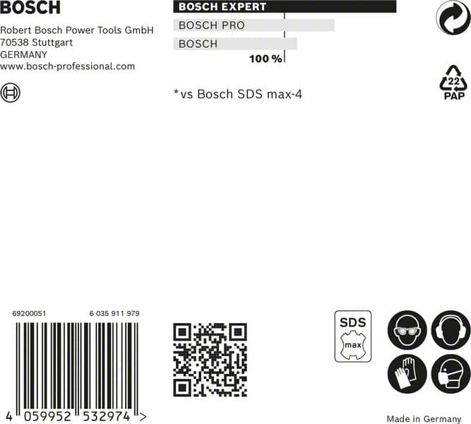 BOSCH EXPERT SDS max-8X Hammerbohrer, 18 x 600 x 740 mm. Für Bohrhämmer