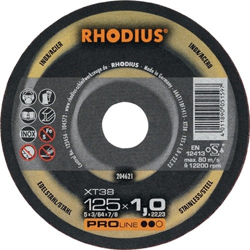 RHODIUS Trennscheibe XT38 D125x1mm ger.INOX Bohr.22,23mm RHODIUS
