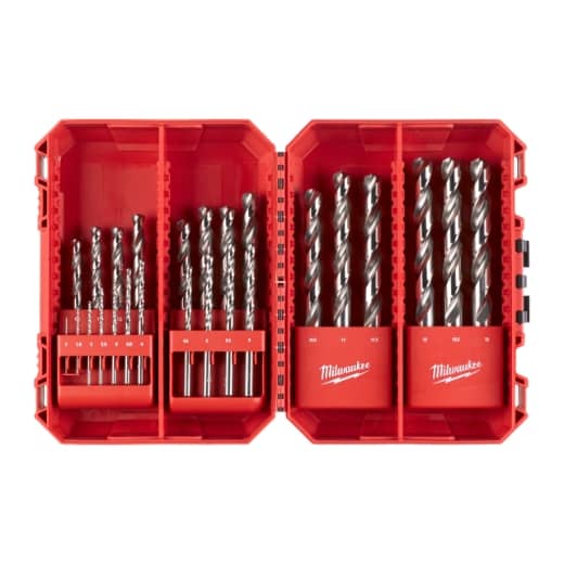 MILWAUKEE 25-tlg. Set in PACKOUT kompatibler Kassette HSS-G THUNDERWEB Metallbohrer DIN 338