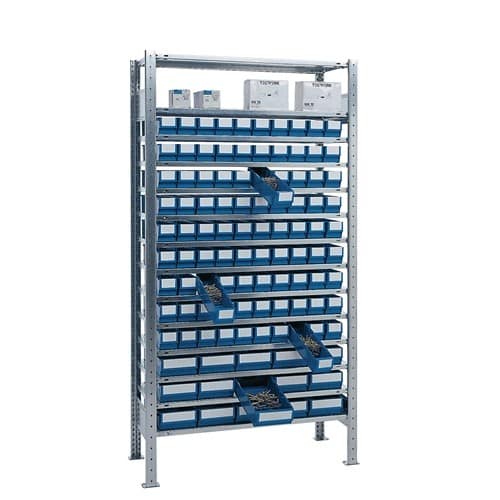 Steckregal H2000xB1000xT400mm Grundregal 14 Stahl-Bd.90x3,15x4 blau TECWERK