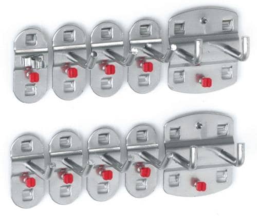 RASTERPLAN Werkzg.h.10-tlg.ku.-besch.7 Haken/2 Doppelhaken/1 Werkzeugklemme RASTERPLAN