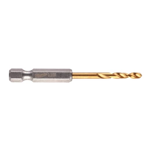 MILWAUKEE 3,2 x 66,5 mm SHOCKWAVE Metallbohrer HSS-G RED HEX Titan 1/4"