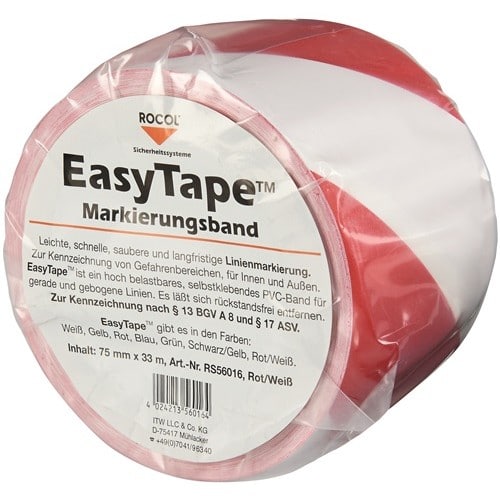 ROCOL Bodenmarkierungsband Easy Tape PVC rot/weiß L.33m B.75mm Rl.ROCOL