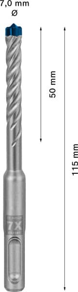 BOSCH EXPERT SDS plus-7X Hammerbohrer, 7 x 50 x 115 mm. Für Bohrhämmer
