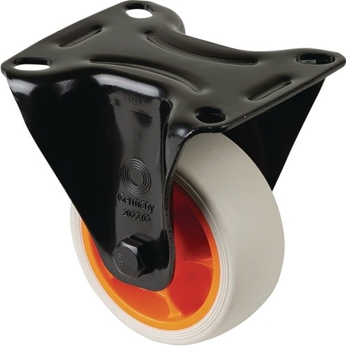 BS ROLLEN Bockrolle D.80mm Trgf.100kg Gum.Platte L104xB80mm Farbe Rl.hellgrau BS ROLLEN
