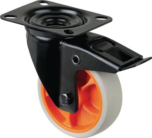 BS ROLLEN Lenkrolle m.Festst.D.80mm Trgf.100kg m.Festst.Gum.104x80mm hellgrau BS ROLLEN