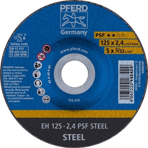 PFERD TOOLS Trennscheibe PSF STEEL D125x2,4mm gekr.STA Bohr.22,23mm PFERD