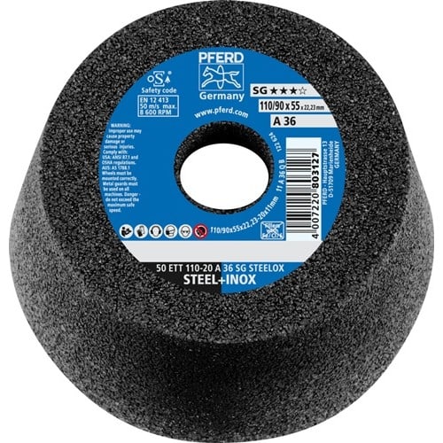 PFERD TOOLS Schleiftopf ETT SG STEELOX 110/55mm INOX u.STA 36 Bohr.22,23mm PFERD