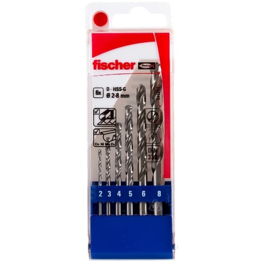 FISCHER Metallbohrer D-HSS-G Set 2-8mm (6)