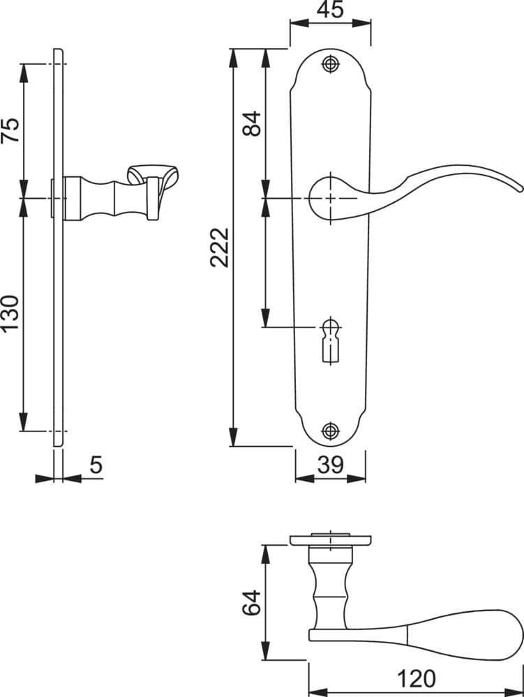 HOPPE® Drückergarnitur mit Langschild Caracas M112SLN/2021, Messing 8168098