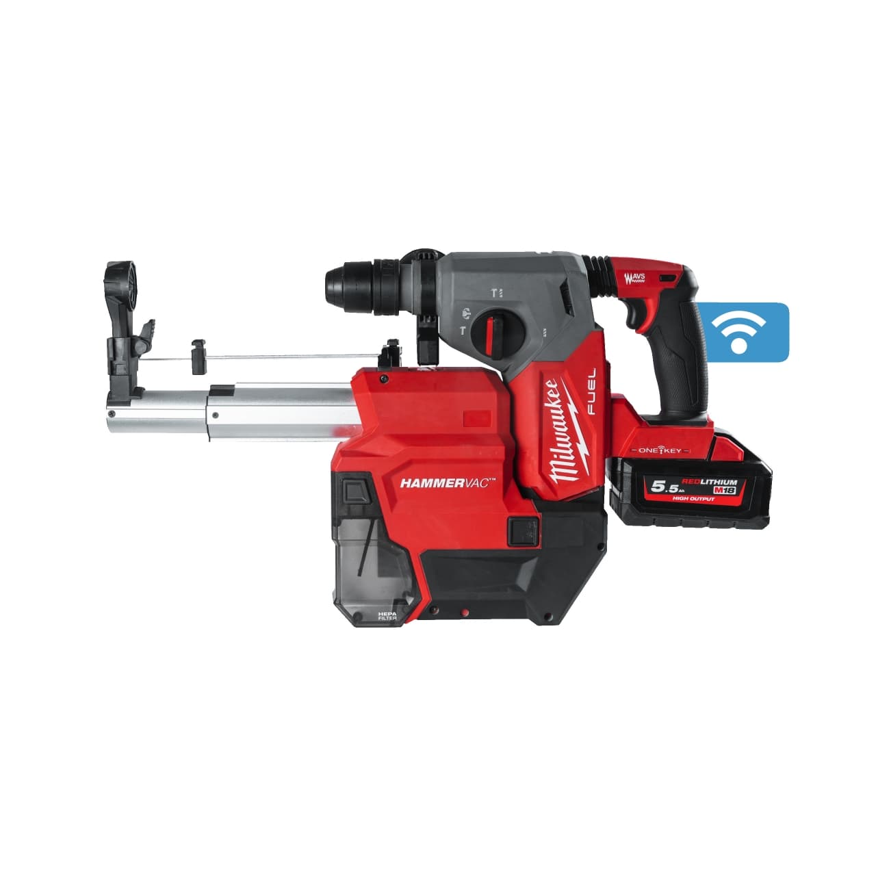 MILWAUKEE ONE KEY™ Akku-Kombihammer + Staubabsaugung M18ONEFHXDEL-552C