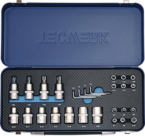 TECWERK Steckschlüsselsatz 27-tlg.1/4+1/2 Zoll T10-T55/E4-E20 TECWERK