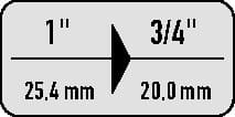 GEDORE Reduzierstück KB 2132 Antriebs-4-KT.1 ” Abtriebs-4-KT.3/4 ” GEDORE