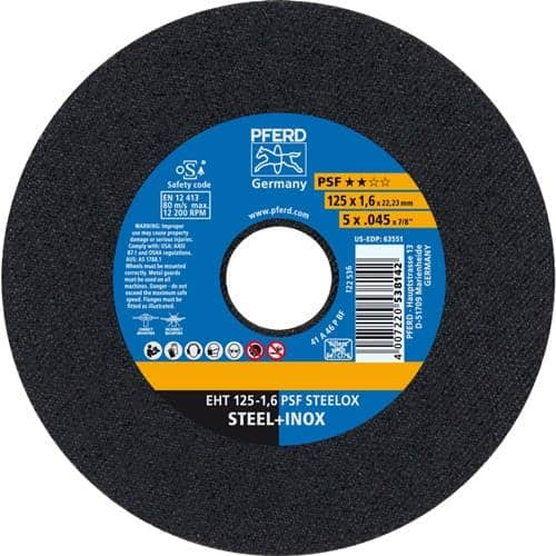 PFERD TOOLS Trennscheibe PSF STEELOX D125x1,6mm ger.INOX Bohr.22,23mm PFERD