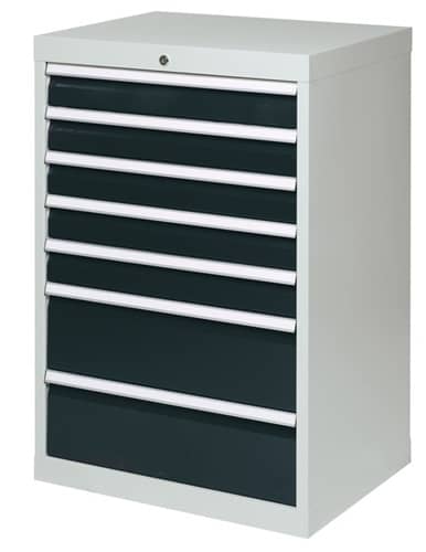 BEDRUNKA+HIRTH Schubladenschrank H1019xB680xT500mm grau/anthr. 5x100,2x200mm Schubl.Vollauszug