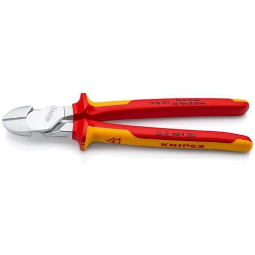 KNIPEX Kraftseitenschneider L.250mm VDE Form 0 Mehrkomp.-Hüllen KNIPEX