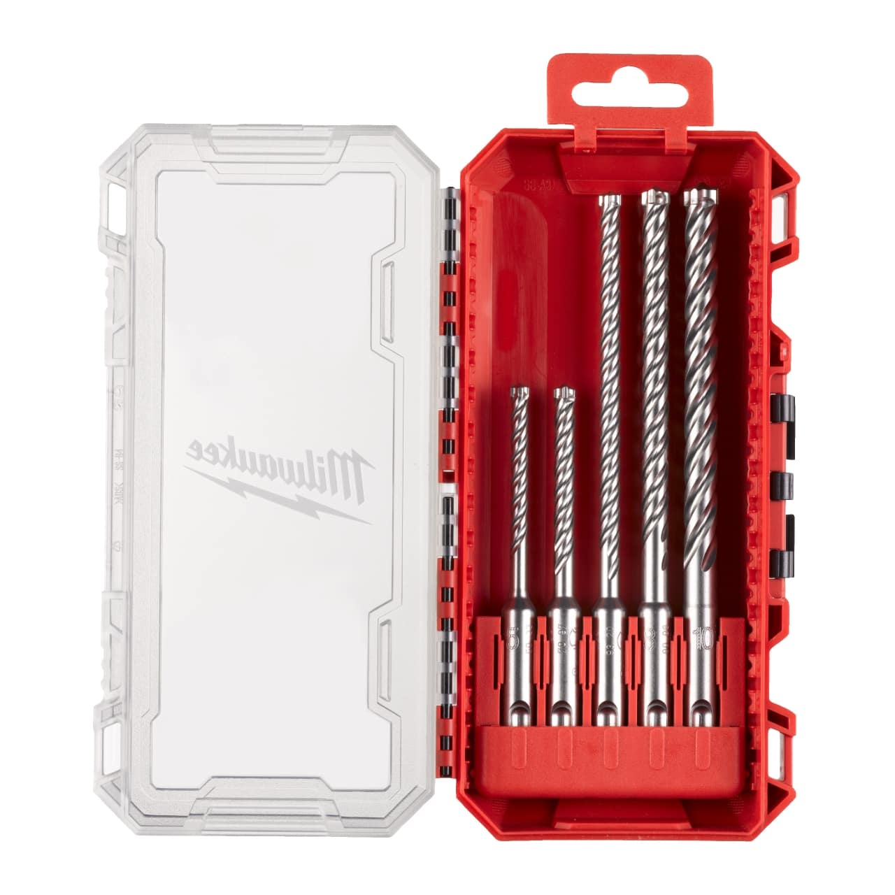 MILWAUKEE 5/6 x 115 mm,6/8/10 x 165 mm Set in PACKOUT kompatibler Kassette Hammerbohrer MX4 SDS-Plus Set 5-teilig