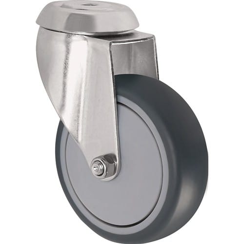TECWERK Lenkrolle D.50mm Trgf.50kg m.Rückenloch Kugell.Gum.grau TECWERK