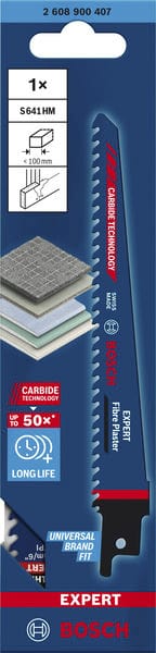 BOSCH EXPERT ‘Fiber Plaster’ S 641 HM Säbelsägeblatt, 1 Stück. Für Säbelsägen