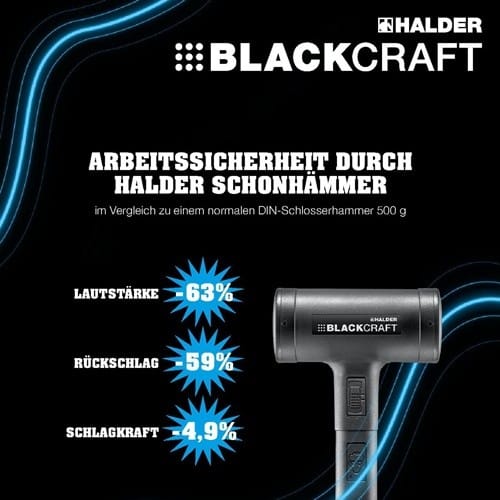 HALDER Schonhammer BLACKCRAFT Gesamt-L.315mm Kopf-D.60mm STA rückschlagfrei Halder