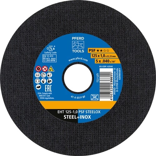 PFERD TOOLS Trennscheibe PSF STEELOX D125x1mm ger.INOX Bohr.22,23mm PFERD