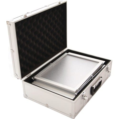 Nordwest Prospektständer H1450xB270xT360mm Alu.silber Aluminium-Koffer 6 Fächer A4