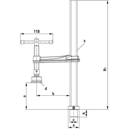 BESSEY Spannelement TWM28 m.Spezialdruckplatte max.300mm f.Bohrungs-D.28mm BESSEY