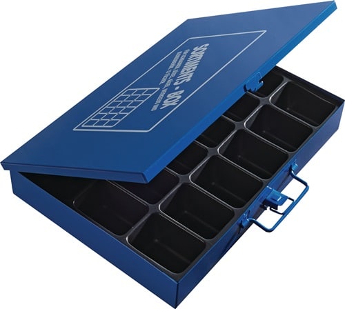 Sortimentskasten B330xT240xH50mm 18 Fächer o.Beschriftungsschild blau