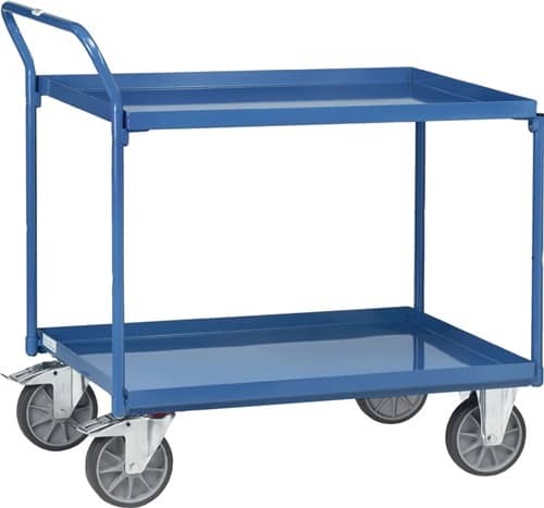 FETRA Tischwagen Bügel senkrecht 3Stahlblechwan. L850xB500mm Rand-H.40mm brillantbl.