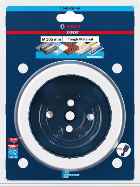 BOSCH EXPERT Tough Material Lochsäge, 105 x 60 mm. Für Dreh- und Schlagbohrer