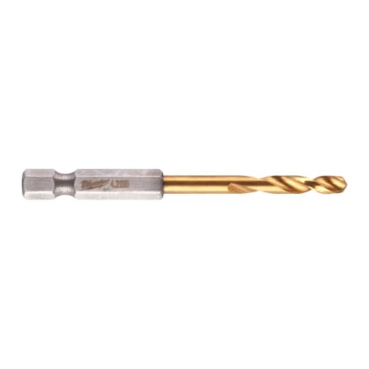 MILWAUKEE 4,2 x 74 mm SHOCKWAVE Metallbohrer HSS-G RED HEX Titan 1/4"