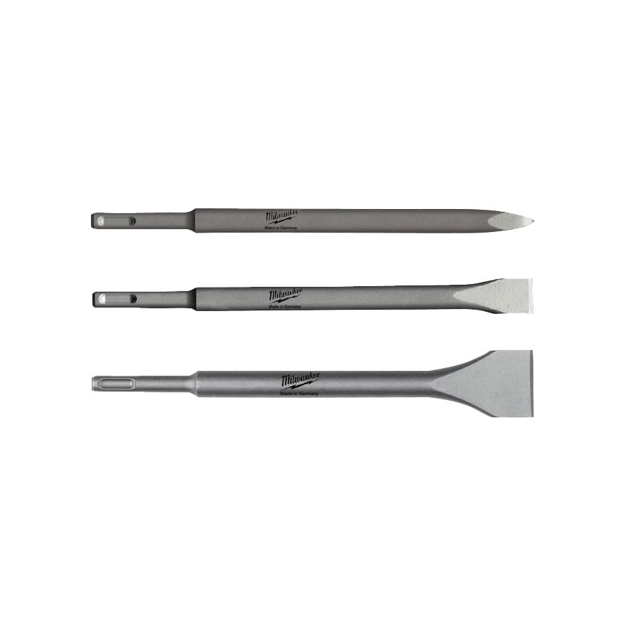 MILWAUKEE Spitz-, Flach, Breitmeißel 250 mm Meißelset SDS-Plus 3-teilig