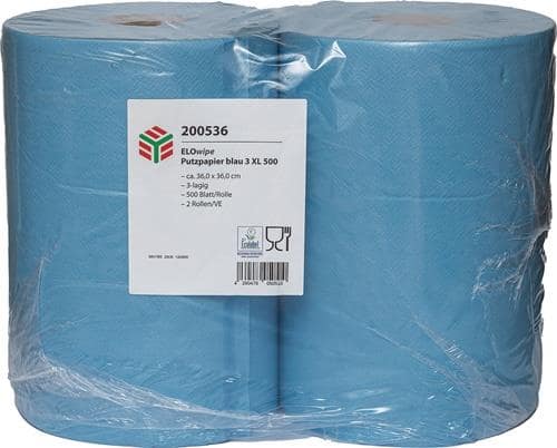 ELOS Putztuch ELOwipe XL L.ca.360mmxB.ca.360mm blau 3-lagig 2 Rl.à 500 Bl.ELOS