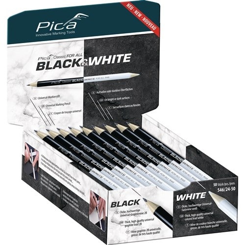 PICA Markierstift Classic FOR ALL Black&White L.24cm 2B beids.gespitzt PICA