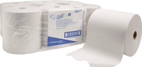 SCOTT Rollenhandtuch SCOTT® 6667 1-lagig weiß L304ca.mxB200ca.mm KT=6 Rl.