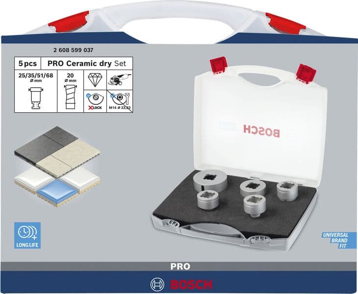 BOSCH Diamanttrockenbohrer-Set X-LOCK Best for Ceramic Dry Speed, 20 - 68 mm, 5-teilig