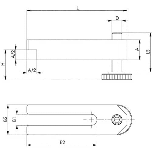 AMF Spanneisen Nr.6315V f.T-Nut 22mm L.200mm Spannschraube M20x22x160mm AMF