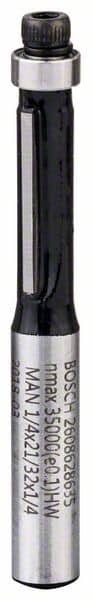 BOSCH Bündigfräser 1/4", D1 6,35 mm, L 12,7 mm, G 54 mm